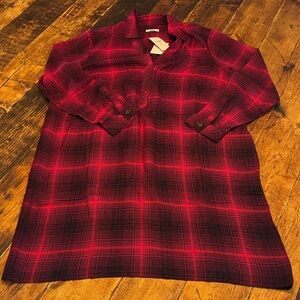 NWT J. Jill Ruby Red Plaid Button Down Shirt Dress size Pet Medium (Retail $109)
